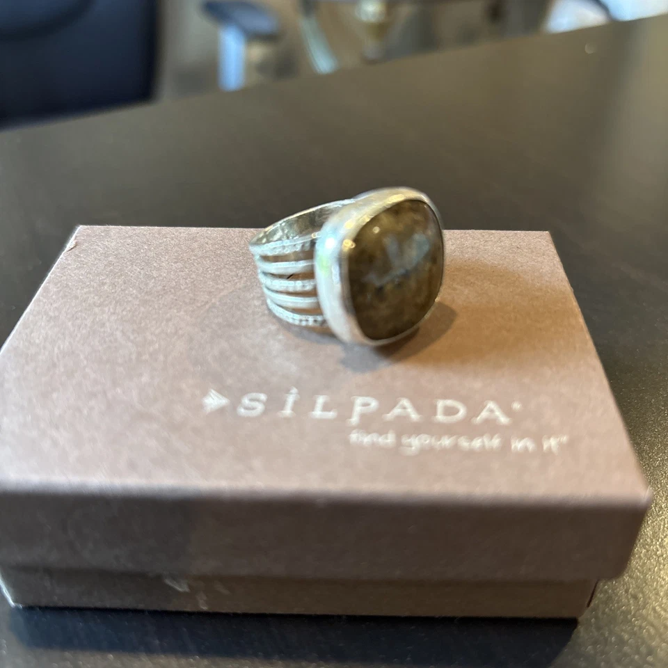 SILPADA 925 Sterling Silver Bronzite Stone Ring  Size 6.5   - Image 1 of 1