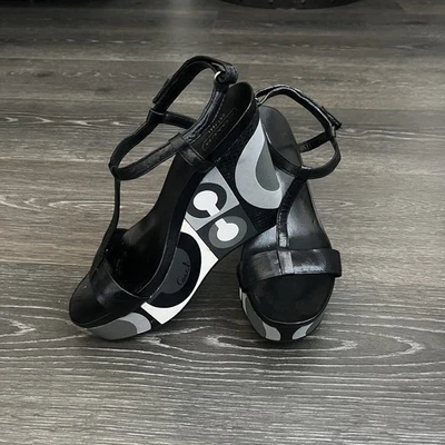 Coach Signature Logo Platform Wedge Anette Sandal Womens Size 6.5 Black Boho - Image 1 of 4