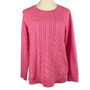 Talbots Womens Medium Pink Cable Knit Crewneck Long Sleeve Sweater Fisherman - Picture 1 of 8