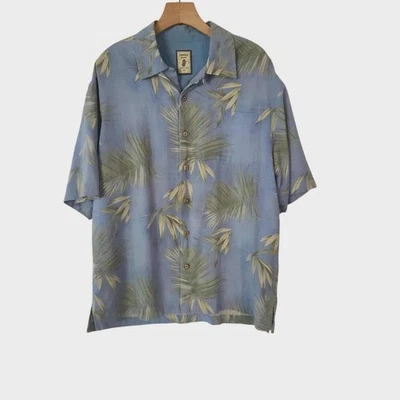 Camisa Hawaiana Jaxx Jaxx 100% Seda Azul Floral Tropical Playa Para Hombres Grande  Foto 1 de 4