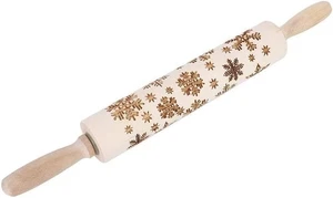Embossed Wooden Rolling Pin for Baking, Deep Engraved Embossing White  - Picture 1 of 9
