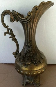 Vintage italienische floral geprägte Messing Krug Vase Dekor 12" in Made in Italy  - Bild 1 von 12