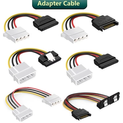 4 Pin Molex Female To SATA 15 Pin Male Power Adapter Cable Hard Disk Drive 20cm - Image 1 of 4