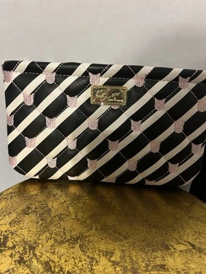BETSEY JOHNSON NEGRO BLANCO ROSA GATO DOBLE BOLSA ACOLCHADA MUÑECA GATITO Foto 1 de 4
