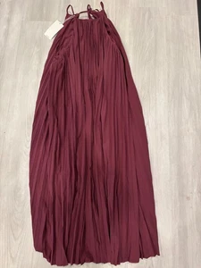 Maxi Vestido Halara Plisado Cuello Halter Borgoña Corbata Cintura NUEVO Talla XL - Imagen 1 de 6