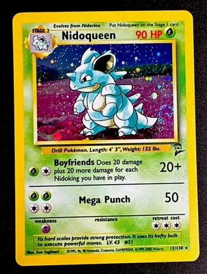 Nidoqueen 012/130 LP SWIRL Base Set 2 Vintage Pokemon Card - Image 1 of 2