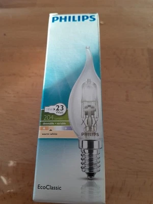 Philips Glühbirne Windstoßkerze 18W = 23W E14 klar 204lm warmweiß Dimmbar - Neu - Bild 1 von 4