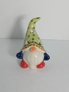 Statuina portacandele Kalich Unikat ceramica polacca dipinta a mano gnomo tea light - Foto 1 di 14