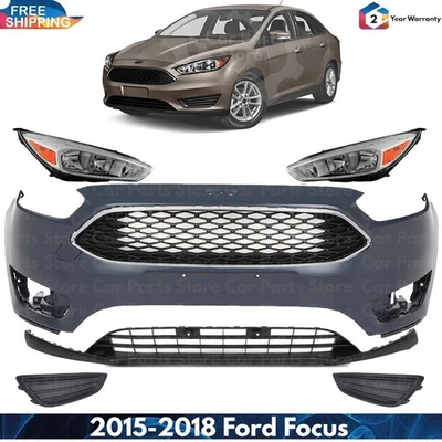 Front Bumper Cover Fascia & Grille Assembly Kit For 2015-2018 Ford Focus - Image 1 of 4