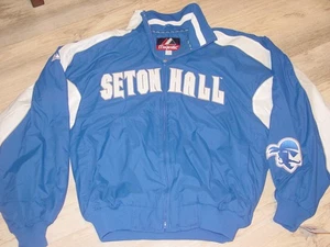SHU SETON HALL PIRATES Athletic Baseball MAJESTIC Warm-Up JACKET LARGE - Picture 1 of 11