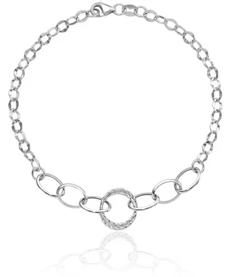 14K Solid White Gold Link Chain Bracelet - Image 1 of 4