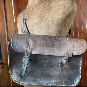Antique 1890 leather sachet vintage rare bullock hide - Picture 1 of 8