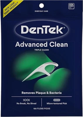 DenTek Triple Clean Floss Picks 150 штук — Palillos Hilo Dental con Sabor a Menta - Изображение 1 из 4
