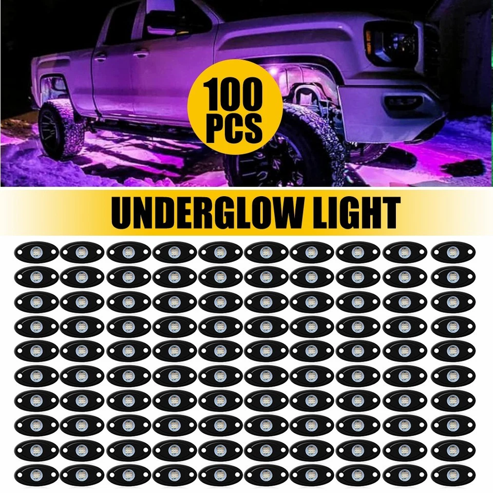 紫色 LED 摇滚灯 100 件大功率适用于吉普越野船卡车 UTV 全地形车 — 第 1/4 张图片