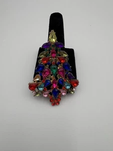 Vtg Christmas Tree Brooch Multicolor Rhinestone Avon?  - Picture 1 of 3