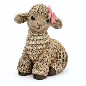 Rustic Resin Sheep Figurine Belle the Lamb Farmhouse Animal Ornament Gift Decor - Picture 1 of 7