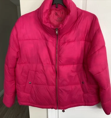 Chaqueta Xersion Rosa Caliente Para Mujer XL Puffer Invierno Abrigo Bolsillos Cremallera Usada Dos Veces Foto 1 de 4