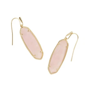Kendra Scott Eleanor Small Drop Earrings 14k gold over brass Rose Quartz nwt - Picture 1 of 2