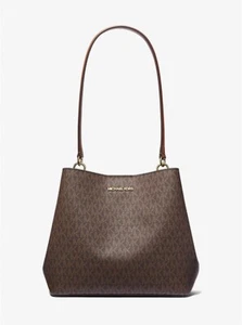 Bolso de Hombro Michael Kors Marrón Pratt Mediano Firma Logo Para Mujer Nuevo con Etiquetas - Imagen 1 de 6