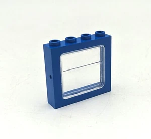 LEGO part 4033 & 4034 BLUE 1x4x3 Window Frame & Trans Clear Window - Picture 1 of 1