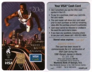 $20. Tarjeta bancaria VISA Cash SVC 1996 Atlanta Olympic Sports: Hurdler - Imagen 1 de 3