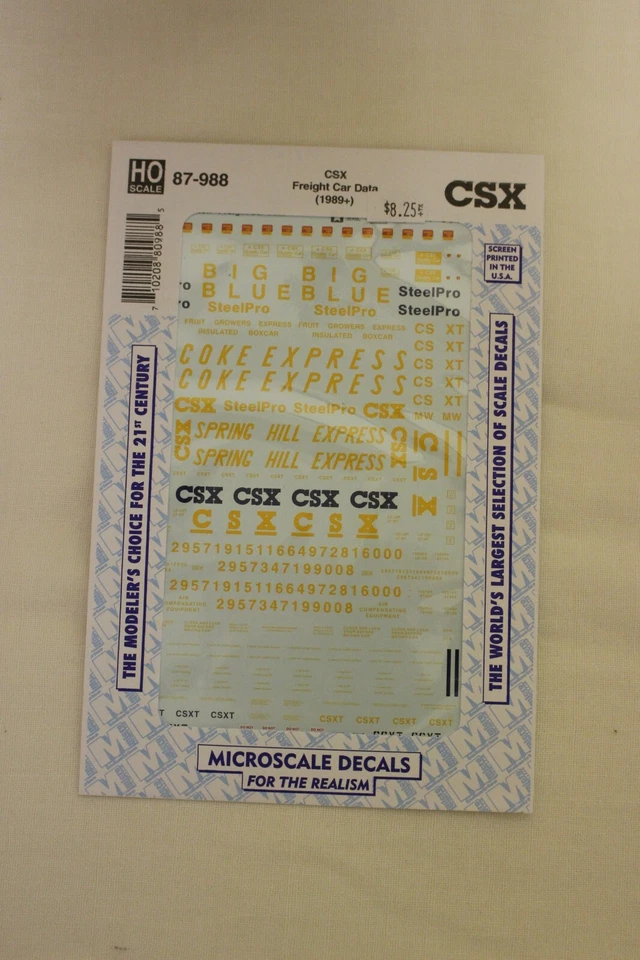 Calcomanías a microescala escala HO CSX datos de coches de carga (1989+) #87-988 Foto 1 de 1