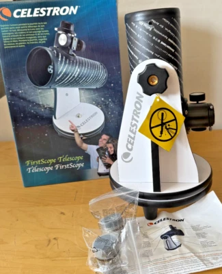 Celestron FirstScope 76mm Reflector Telescope 21024 w/ Box & Eyepieces - Image 1 of 4