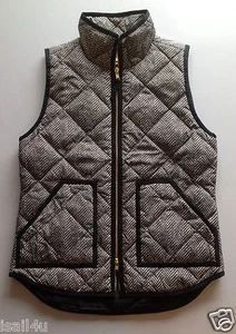 J. Crew Factory Excursion Quilted 60% Down Puffer Vest In Herringbone NWT Black - Picture 1 of 19