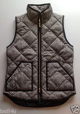 J. Chaleco acolchado Crew Factory Excursion 60 % plumón en espiga nuevo con etiquetas negro  Foto 1 de 4