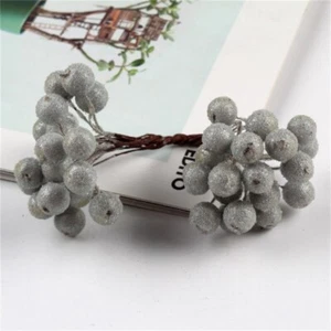 Flowers Artificial Berry Mini Foam Holly Fruit Frosted Christmas Berries 40Pcs - Picture 1 of 25