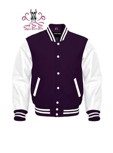 Men's Varsity Baseball Bomber Wool & White Leather Sleeves Letter A Retro Jacket - Picture 1 of 6