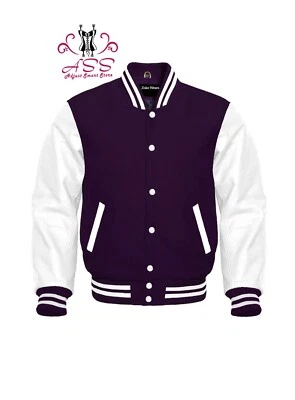 Men's Varsity Baseball Bomber Wool & White Leather Sleeves Letter A Retro Jacket - Image 1 of 4