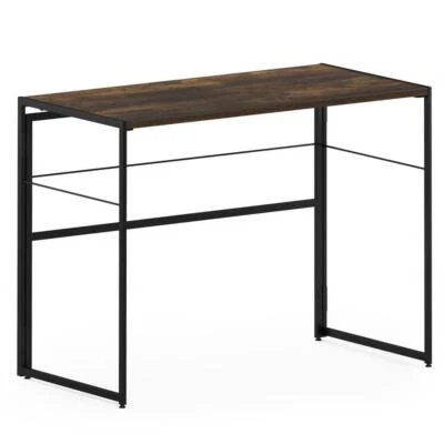 Furinno 39.37" Computer Desk No Tool Wooden in Rustic Oak/Black w/Metal Frame - Image 1 of 4