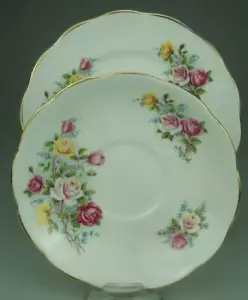 Queen Anne Country Gardens Saucer & Tea Plate (Gold Trim) Made in England QE10 - Picture 1 of 4