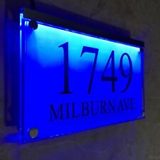 Large Crystal effect House Signs Plaques Door Numbers Name Plate LED LIGHT Blue