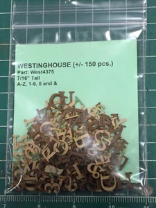 Juego de letras cortadas con láser Westinghouse 7/16" 150 piezas Modelado a escala O, HO N Stick-on - Imagen 1 de 1