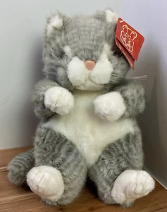 Fiesta Plüschkatze Schlafauge Tabby realistisches Kätzchen 1996 11 Zoll #5230 Etikett - Bild 1 von 10