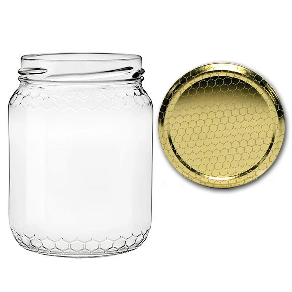 VASO VASETTO BARATTOLO PER MIELE ALVEOLO 390 ML 20 PEZZI+ CAPSULE - Immagine 1 di 1