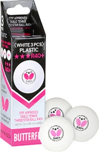 Tischtennis-Bälle 3er-Pack Butterfly Orig. 3-Stern R40+  40mm weiß  Plastikball - Bild 1 von 3