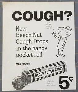 1960 Beech-Nut Black Cough Drops Handy Pocket Roll Vintage Print Ad - Bild 1 von 1
