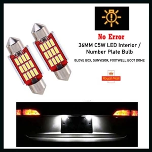 2 x 36mm LED 12SMD Number Plate bulb Xenon White Festoon Error Free Audi VW - Picture 1 of 1