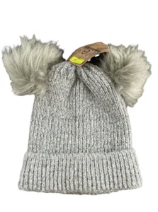 Magellan Youth Girls Heritage Beanie Pom Pom Hat Oyster Mushroom Gray - Picture 1 of 5