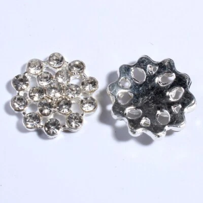 20PCS 23MM New Silver Crystal Buttons For Clothing Decoration Rhinestone Metal - Image 1 of 4