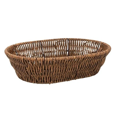 Storage Basket Oval Plastic Woven Wicker Fruit Bread Vegetables Organiser 28.5cm - Image 1 of 2