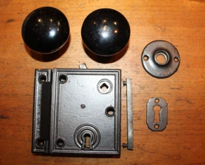 Antiguo juego de mortaja restaurado Adams O'kee Rim Lock patente 1857 R-27 - Imagen 1 de 11