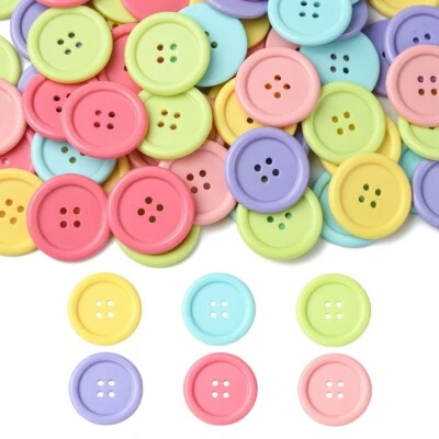 60x 4-Hole Flat Round Acrylic Button for Sewing Craft Cloth Dress Closures Decor - Image 1 of 4