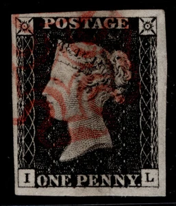GB QV SG2, 1d black PLATE 2, USED. Cat £375. RED MX. HUGE MARGINS IL - Picture 1 of 1