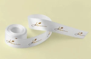 Business Ribbon with my own logo packaging product design 25mm wide satin - Picture 1 of 9