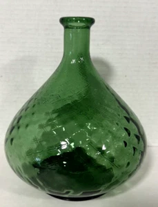 Decantador Vintage Verde Esmeralda Vidrio Óptico Diamante Patrón 7.75 pulgadas MCM Decoración - Imagen 1 de 7