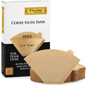 Cone Coffee Filters for Pour-Over & Drip Makers, Unbleached, 100 Count - Picture 1 of 6